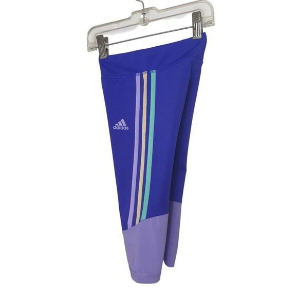 Adidas Girls Cropped Leggings Size 6 Purple/Light Purple Sportswear - Picture 3 of 5
